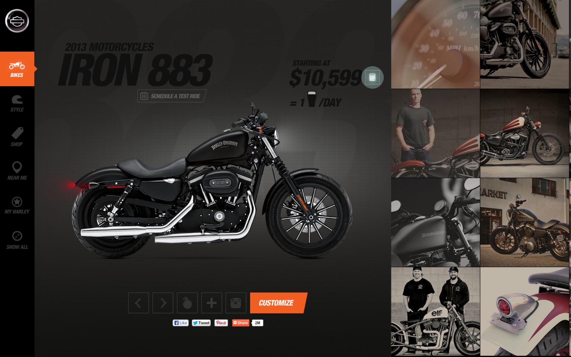 The bike as a living showroom — HD.com concept screen