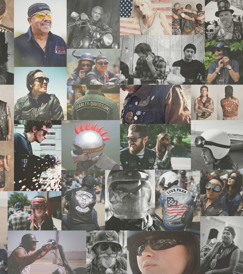 Collage of Harley riders from around the world