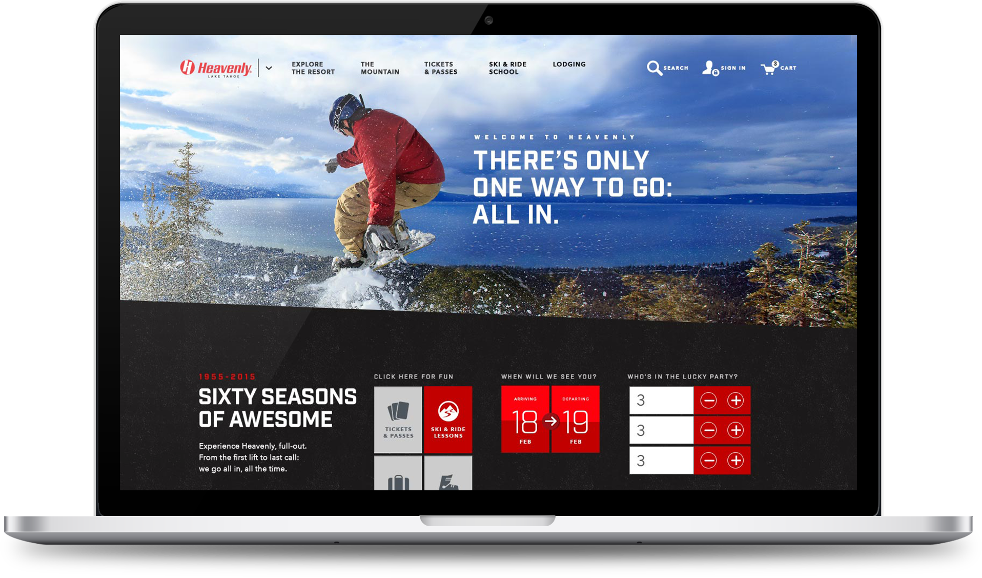 Heavenly resort website displayed on a laptop